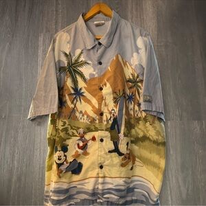 Vintage Walt Disney World Hawaiian Shirt Mickey Goofy XXL